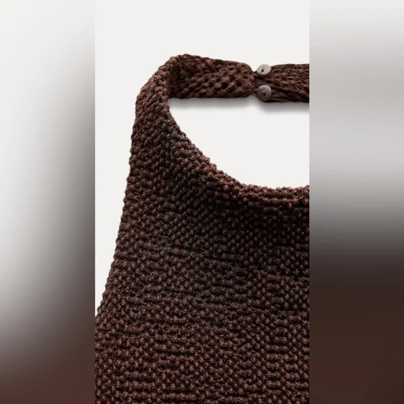 NWT ZARA TEXTURED CUT OUT DRESS - Picture 9 of 11